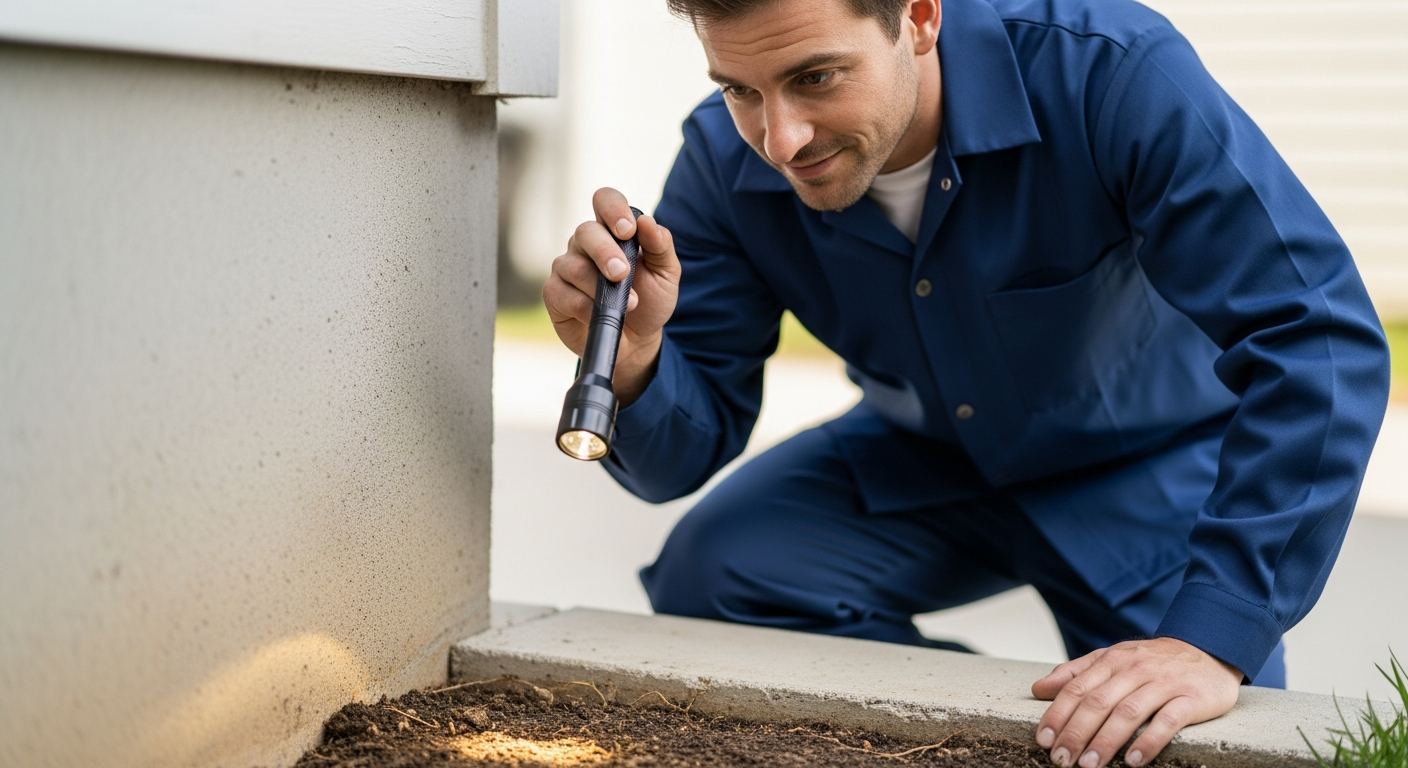Technician inspecting a home